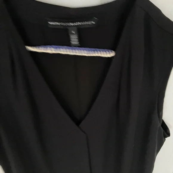 White House Black Market V-Neck Black Blouse Sleeveless - Picture 4 of 10